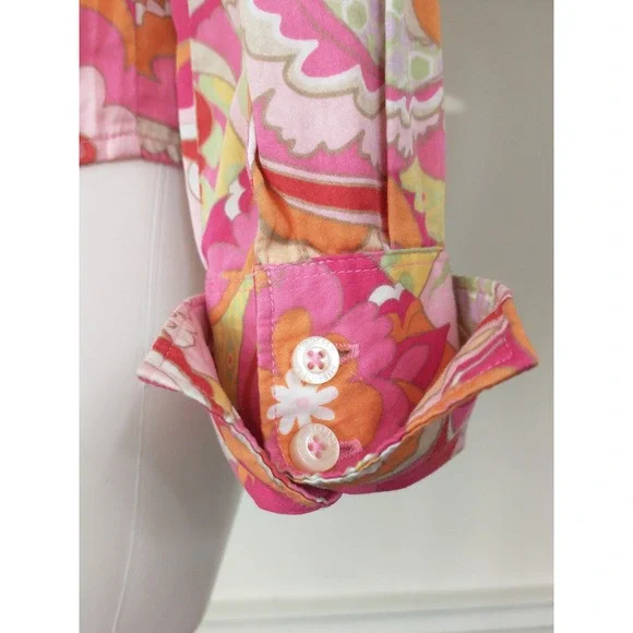 Tommy Hilfiger Pink Floral Paisley Psychedelic Cotton Button Down Shirt Small - Picture 5 of 16